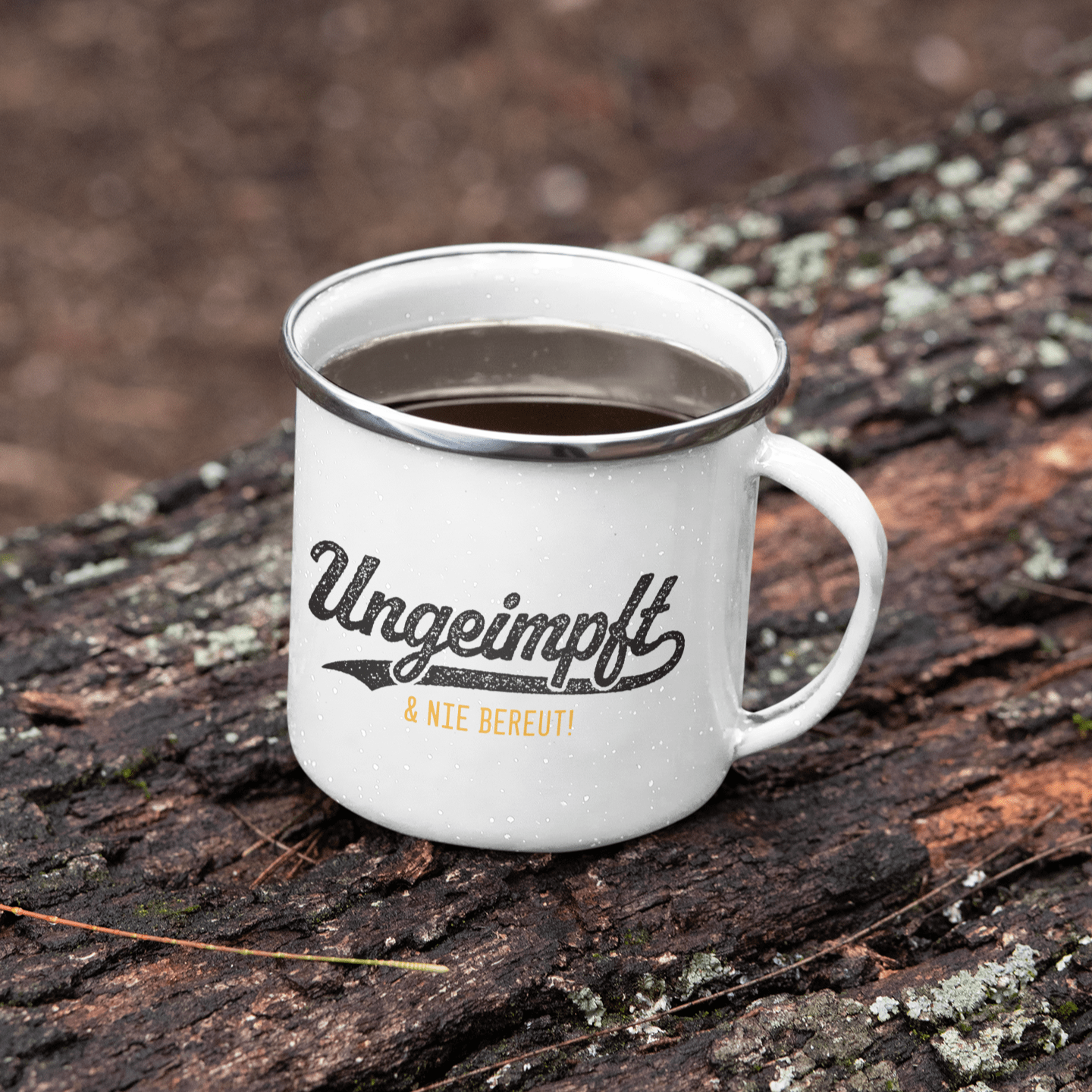 UNGEIMPFT & NIE BEREUT! - Emaille Tasse