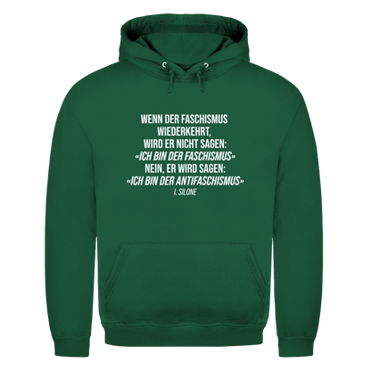 Herren Hoodie Wenn der Faschismus wiederkehrt - I. Silone Zitat