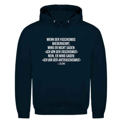 Herren Hoodie Wenn der Faschismus wiederkehrt - I. Silone Zitat