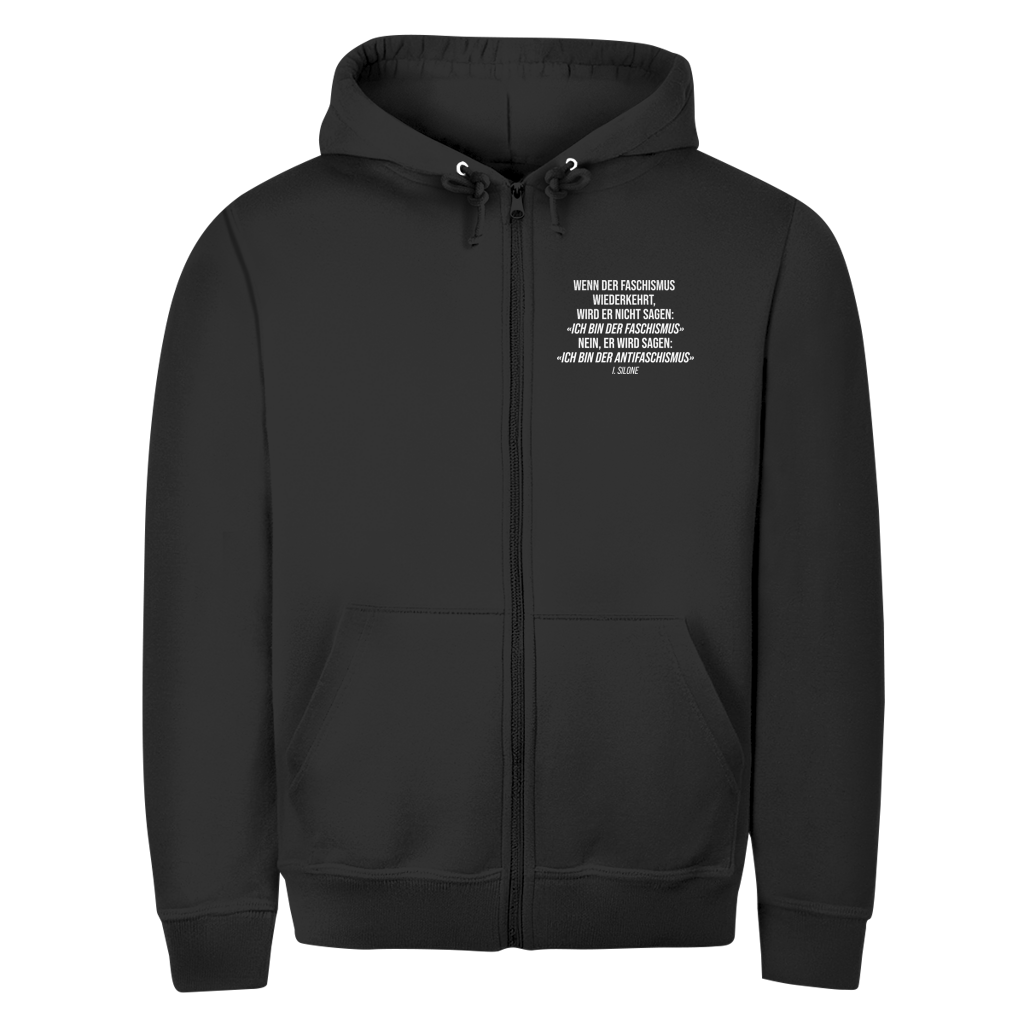 Herren Zipper Hoodie Wenn der Faschismus wiederkehrt - I. Silone Zitat