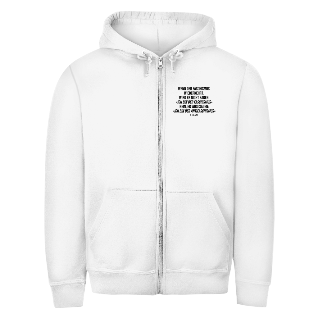 Herren Zipper Hoodie Wenn der Faschismus wiederkehrt - I. Silone Zitat