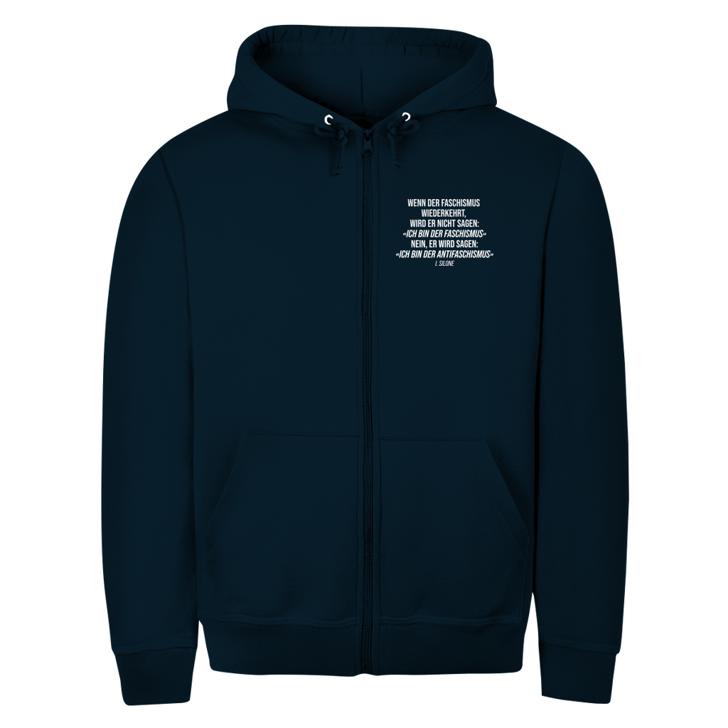Herren Zipper Hoodie Wenn der Faschismus wiederkehrt - I. Silone Zitat