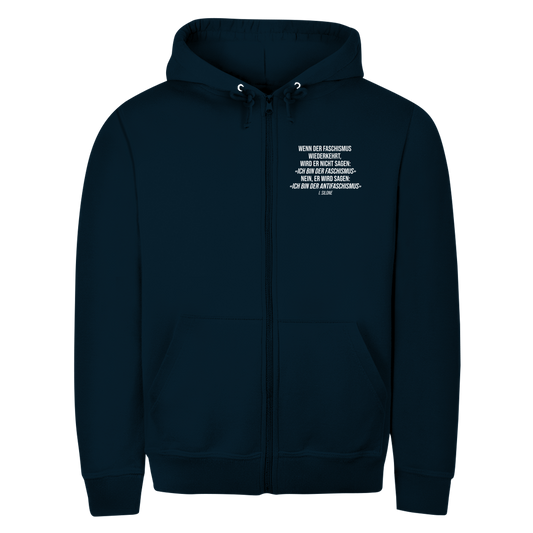 Herren Zipper Hoodie Wenn der Faschismus wiederkehrt - I. Silone Zitat