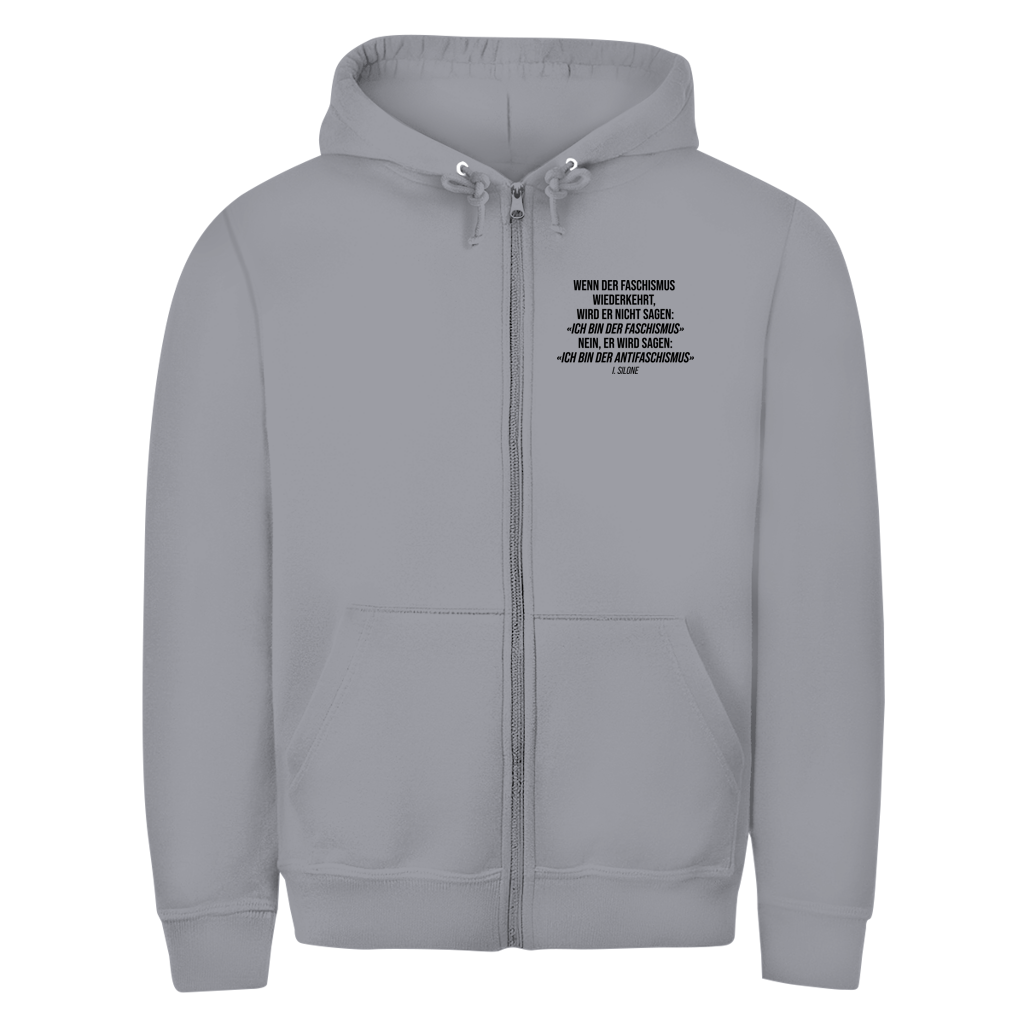 Herren Zipper Hoodie Wenn der Faschismus wiederkehrt - I. Silone Zitat