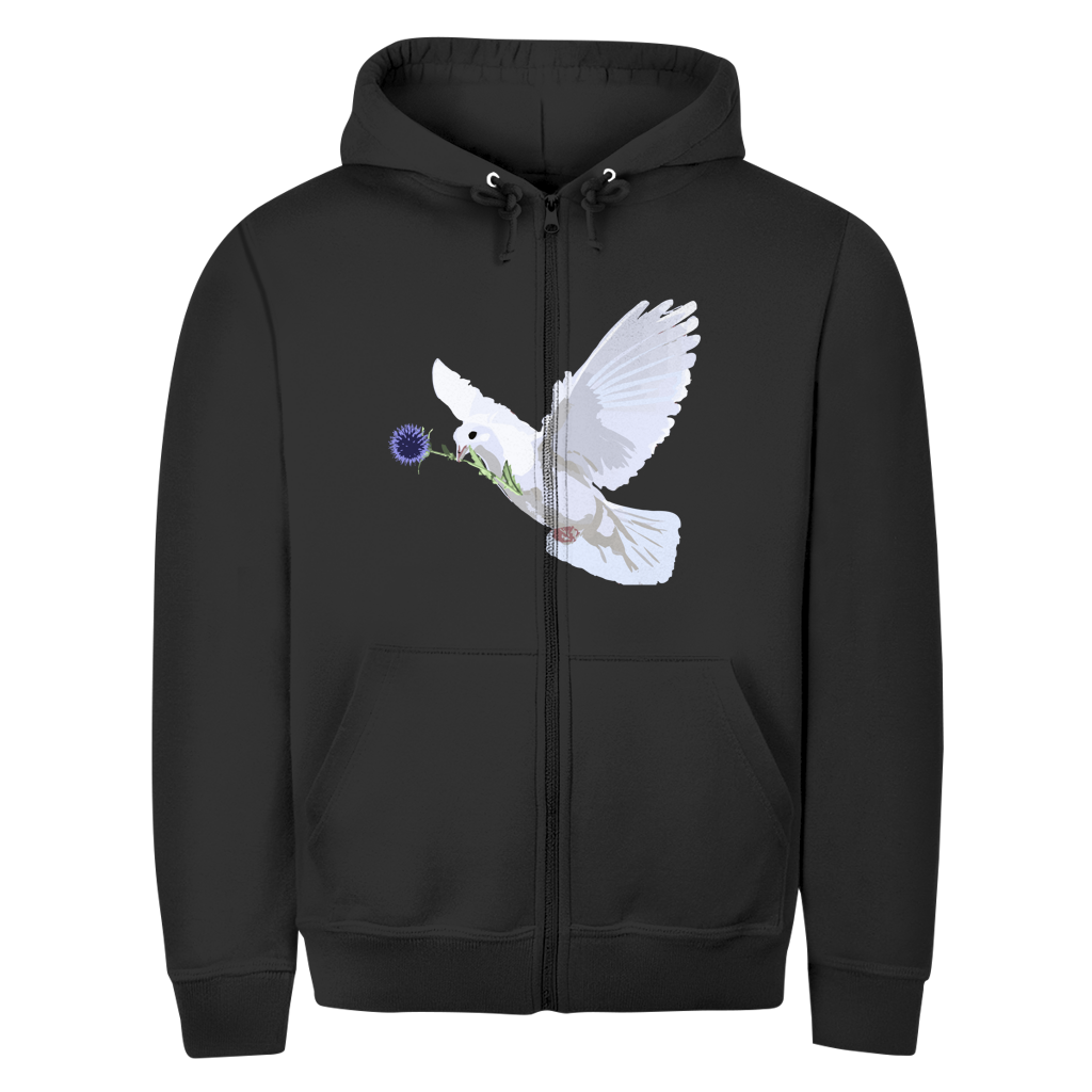 Herren Zipper Hoodie Friedenstaube mit Boschimodistel