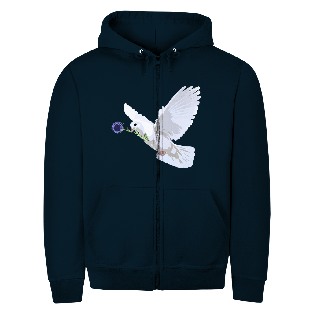 Herren Zipper Hoodie Friedenstaube mit Boschimodistel