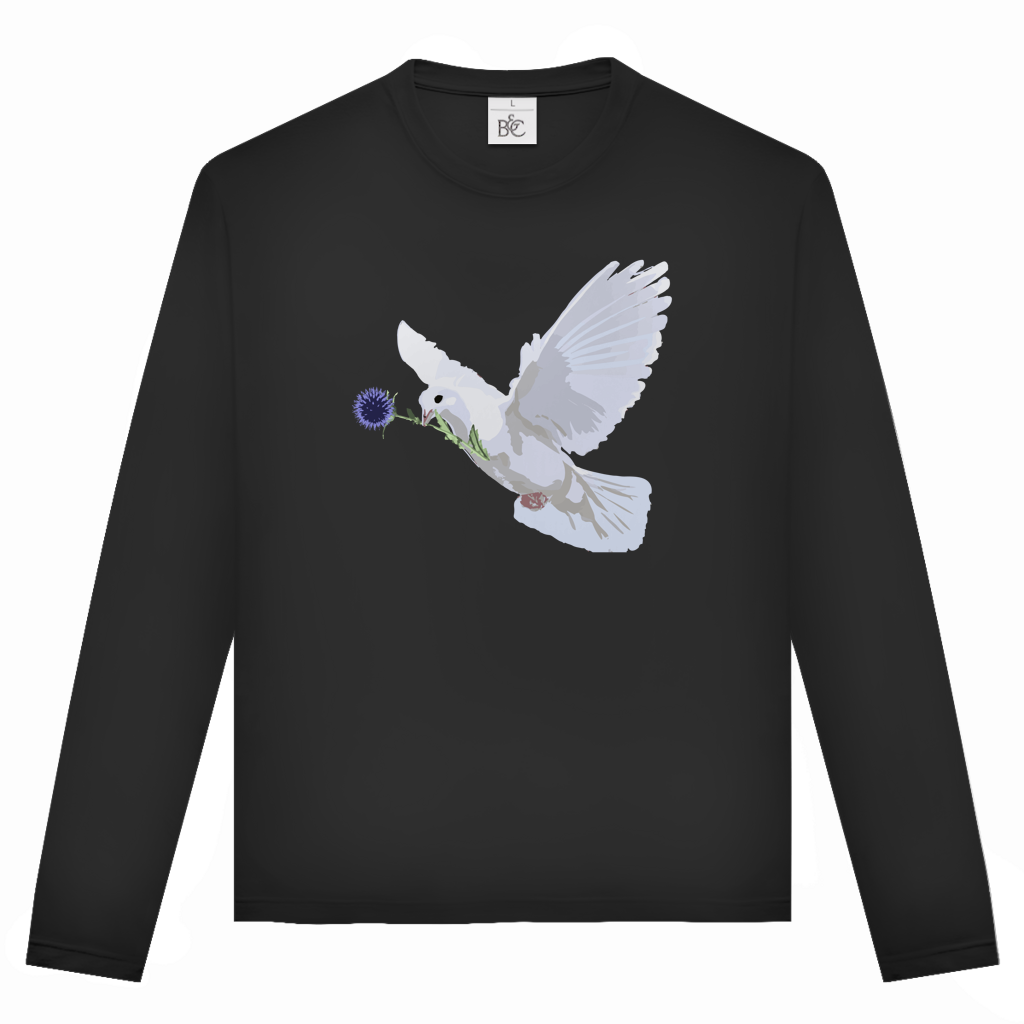 Unisex Langarmshirt Friedenstaube mit Boschimodistel