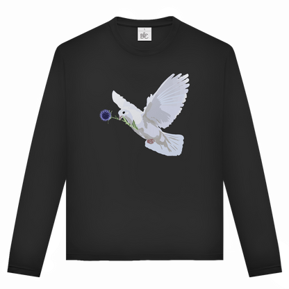 Unisex Langarmshirt Friedenstaube mit Boschimodistel