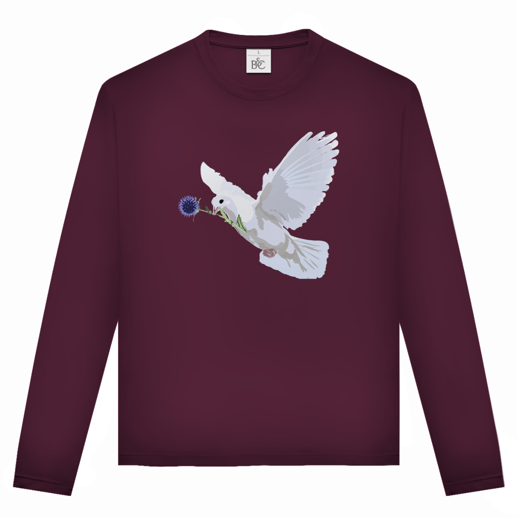 Unisex Langarmshirt Friedenstaube mit Boschimodistel