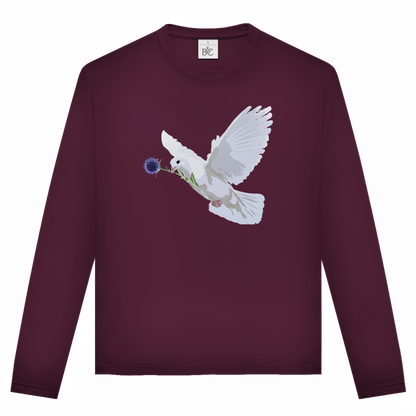 Unisex Langarmshirt Friedenstaube mit Boschimodistel