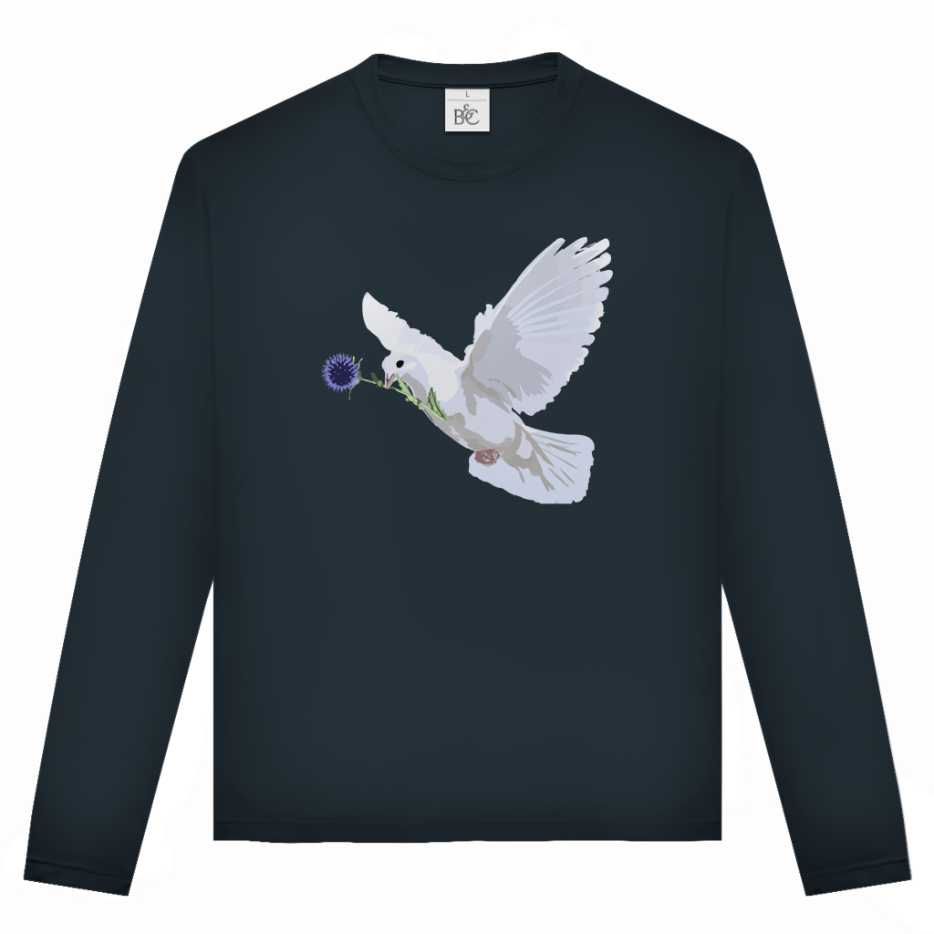 Unisex Langarmshirt Friedenstaube mit Boschimodistel