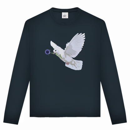 Unisex Langarmshirt Friedenstaube mit Boschimodistel