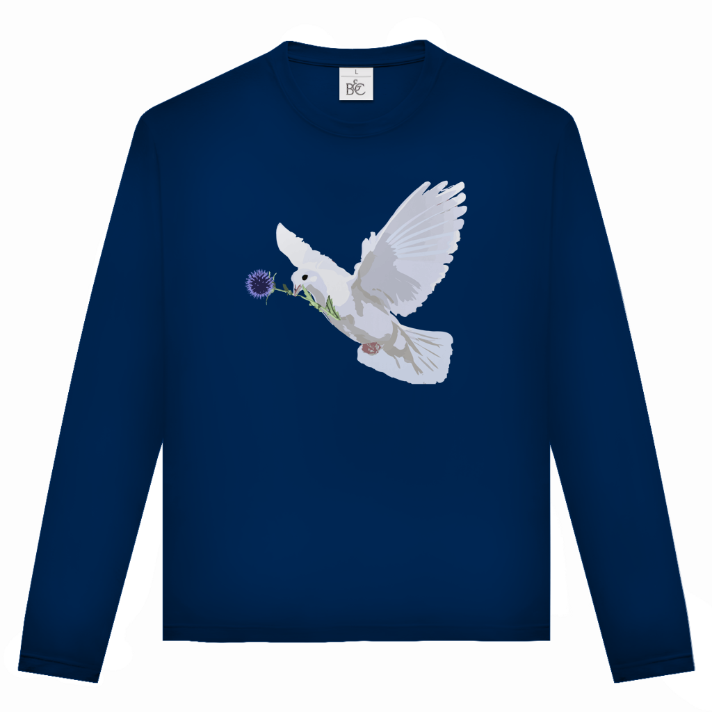 Unisex Langarmshirt Friedenstaube mit Boschimodistel