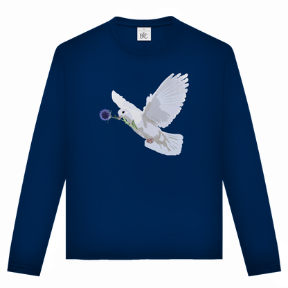 Unisex Langarmshirt Friedenstaube mit Boschimodistel
