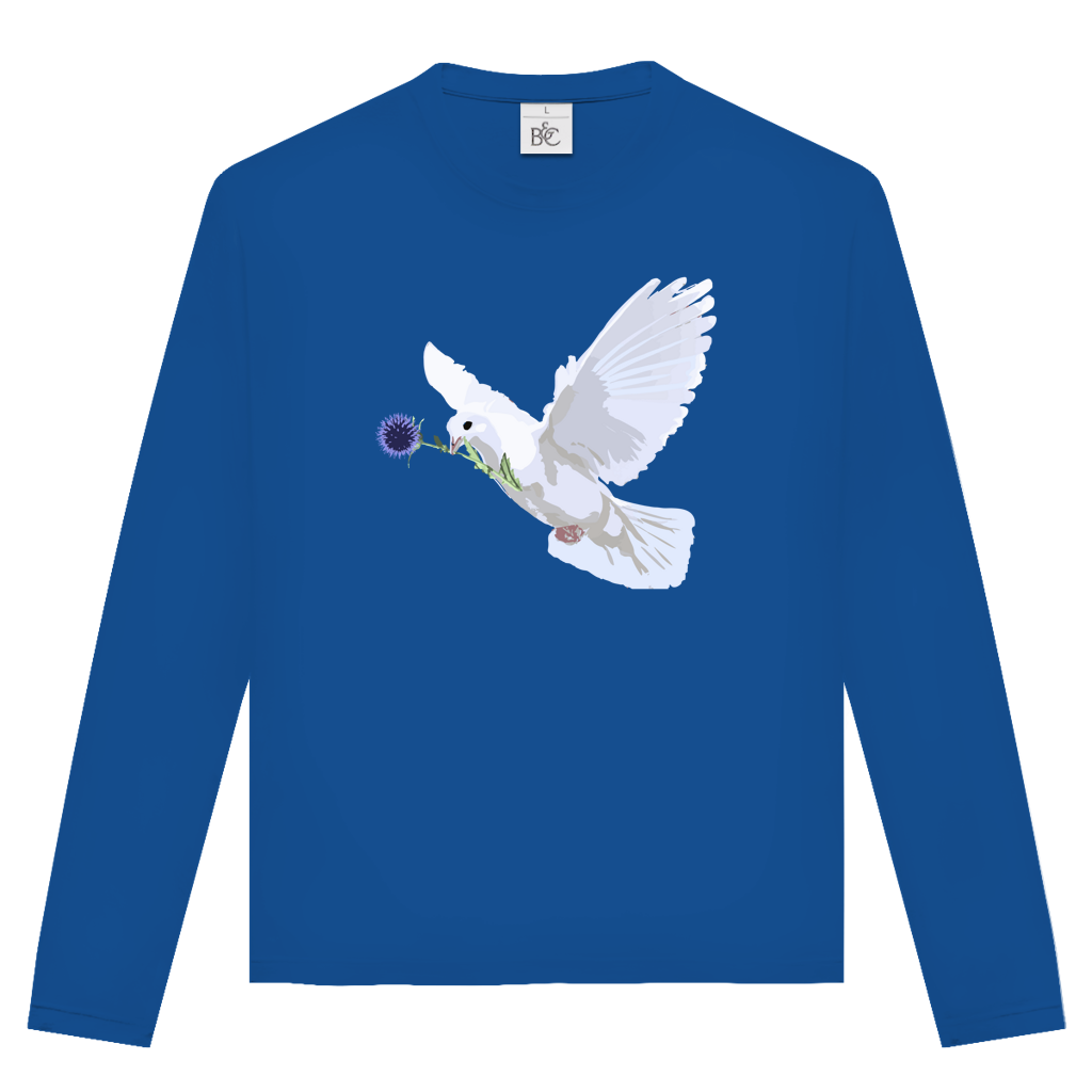 Unisex Langarmshirt Friedenstaube mit Boschimodistel