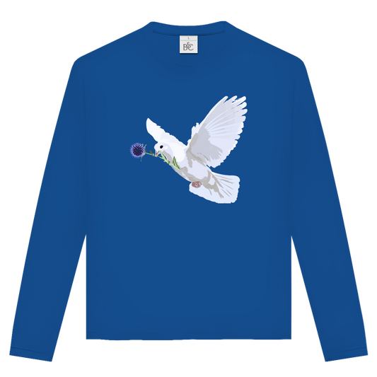 Unisex Langarmshirt Friedenstaube mit Boschimodistel