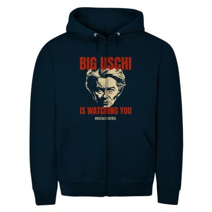 Unisex Zipper Hoodie Big Uschi is watching you #nochatcontrol