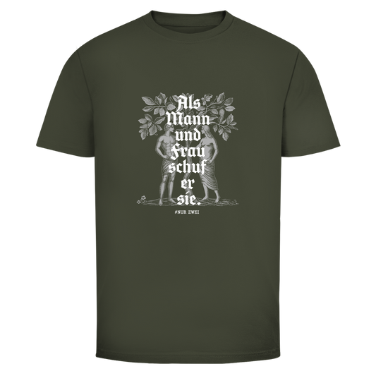 Herren T-Shirt Als Mann und Frau schuf er sie.