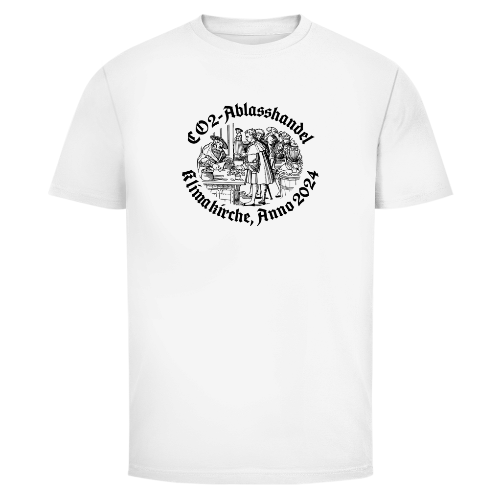 Herren T-Shirt CO2-Ablasshandel Klimakirche, Anno 2024