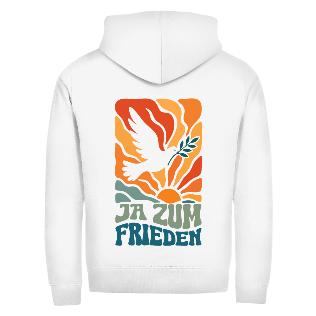 Unisex Zipper Hoodie Ja zum Frieden Backprint