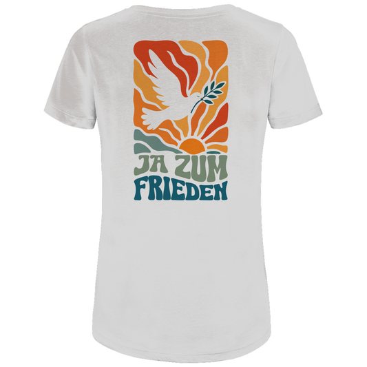 Damen Premium Bio T-Shirt Ja zum Frieden Backprint