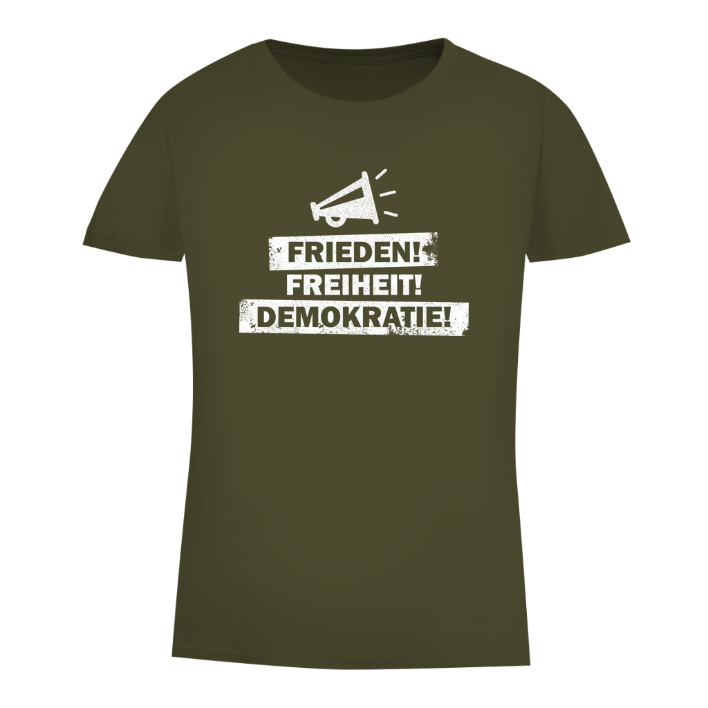 Damen Premium Bio T-Shirt Frieden Freiheit Demokratie