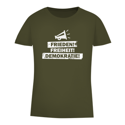 Damen Premium Bio T-Shirt Frieden Freiheit Demokratie