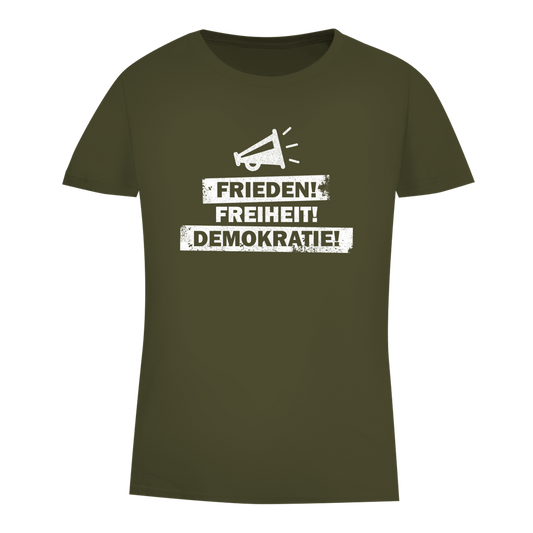 Damen Premium Bio T-Shirt Frieden Freiheit Demokratie