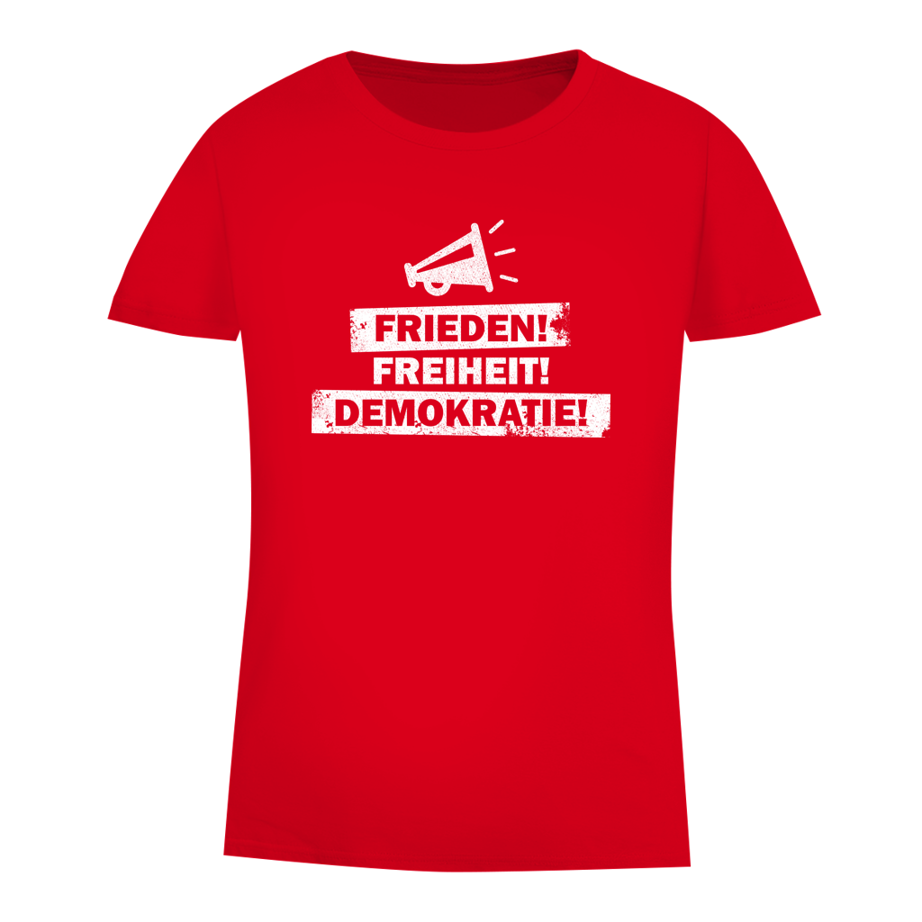 Damen Premium Bio T-Shirt Frieden Freiheit Demokratie
