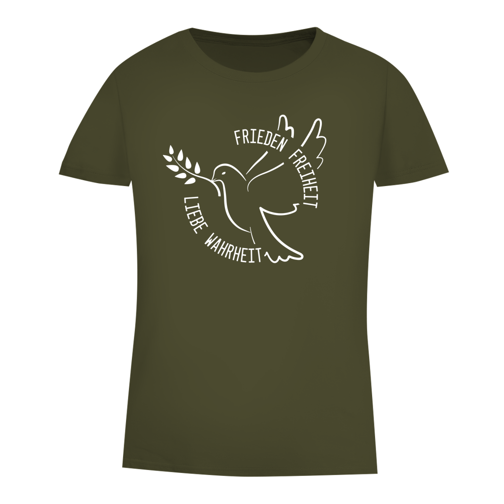 Damen Premium Bio T-Shirt Frieden Freiheit Liebe Wahrheit
