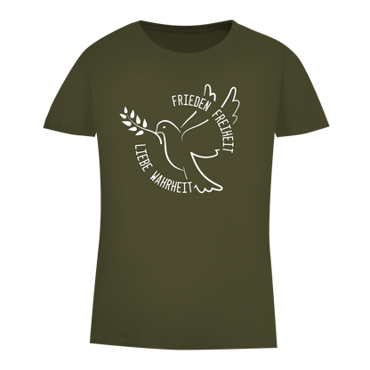 Damen Premium Bio T-Shirt Frieden Freiheit Liebe Wahrheit