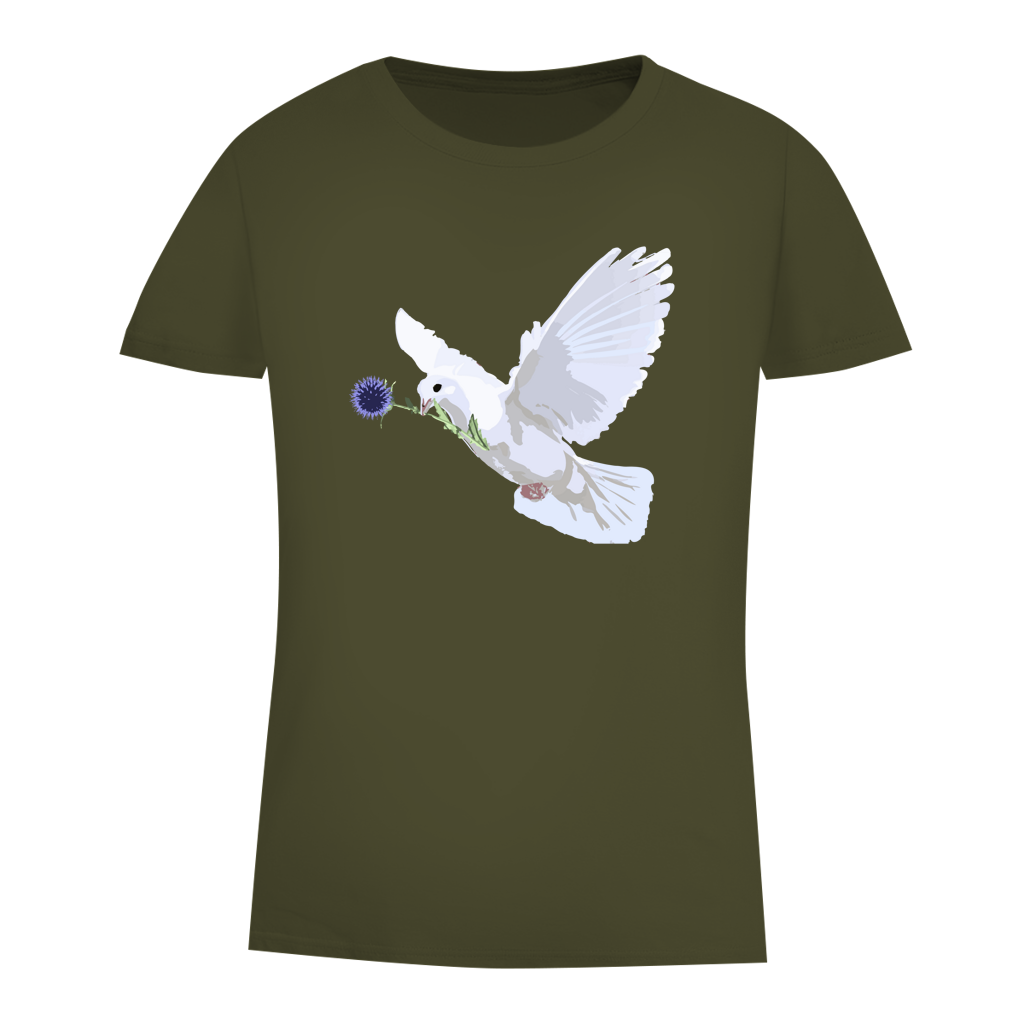 Damen Premium Bio T-Shirt Friedenstaube mit Boschimodistel