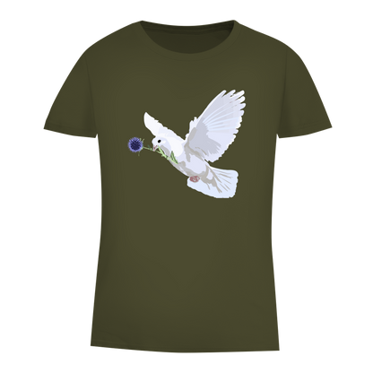 Damen Premium Bio T-Shirt Friedenstaube mit Boschimodistel