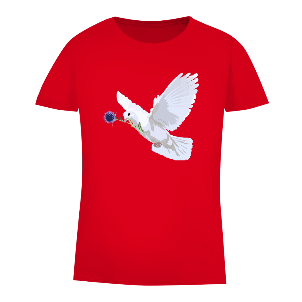 Damen Premium Bio T-Shirt Friedenstaube mit Boschimodistel