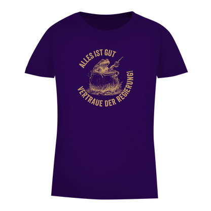 Damen Premium Bio T-Shirt Alles ist gut - vertraue der Regierung! (Frosch im Kochtopf)