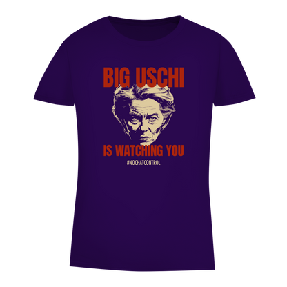 Damen Premium Bio T-Shirt Big Uschi is watching you #nochatcontrol