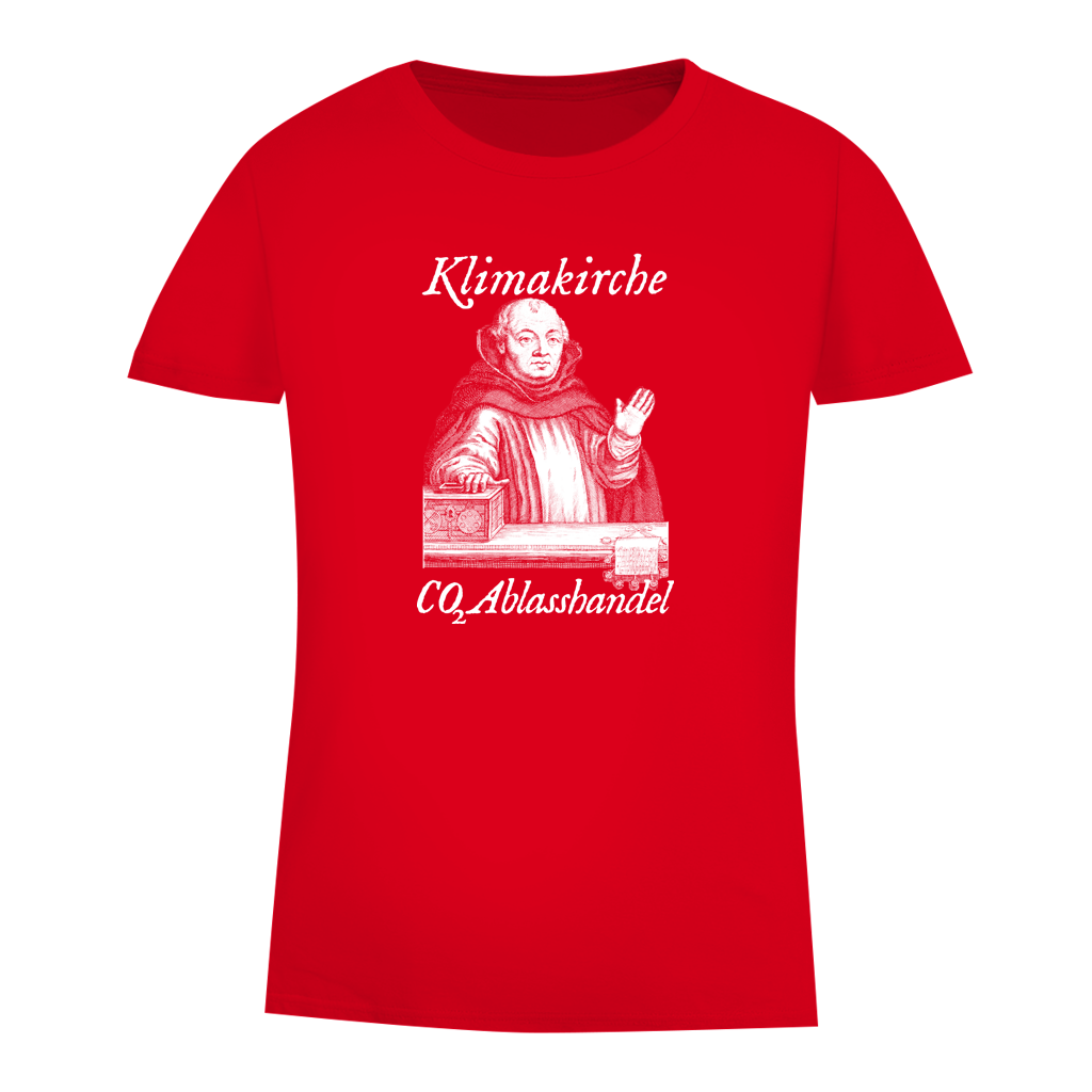 Damen Premium Bio T-Shirt Klimakirche CO2 Ablasshandel