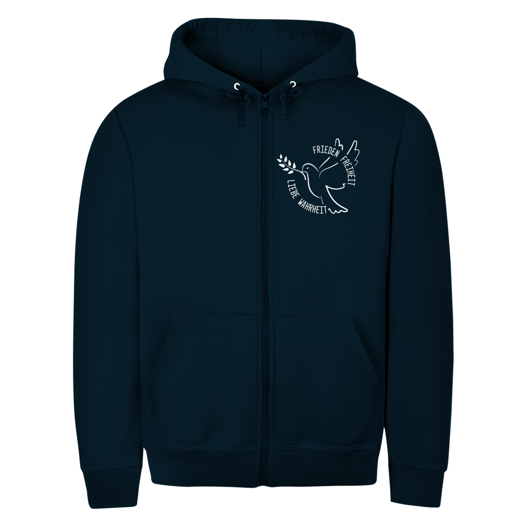 Herren Zipper Hoodie Frieden Freiheit Liebe Wahrheit
