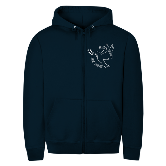 Unisex Zipper Hoodie Frieden Freiheit Liebe Wahrheit