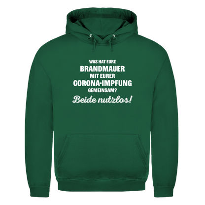 Unisex Hoodie Brandmauer und Corona-Impfung