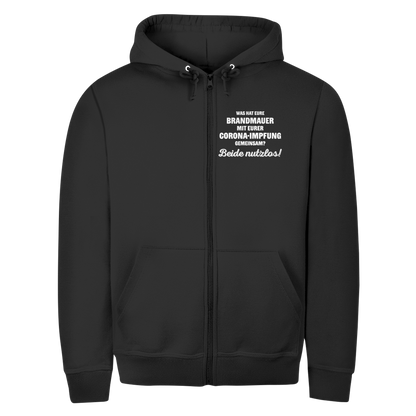 Unisex Zipper Hoodie Brandmauer und Corona-Impfung