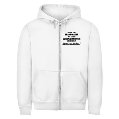 Unisex Zipper Hoodie Brandmauer und Corona-Impfung
