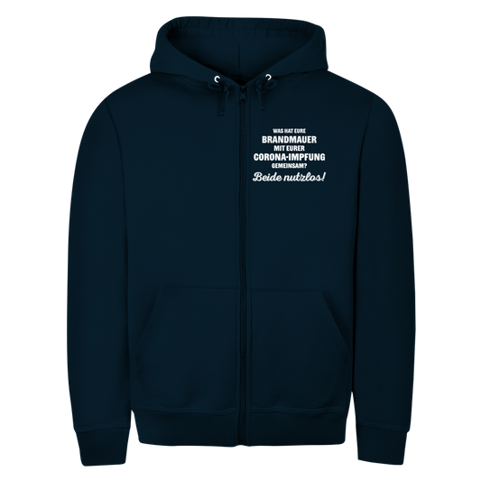 Unisex Zipper Hoodie Brandmauer und Corona-Impfung