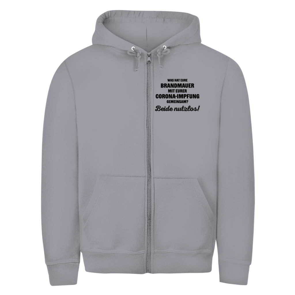 Unisex Zipper Hoodie Brandmauer und Corona-Impfung