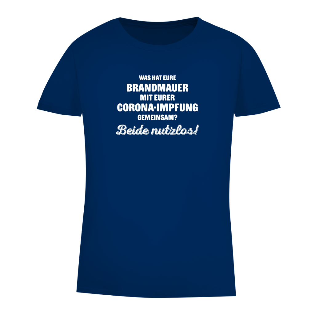 Damen Premium Bio T-Shirt Brandmauer und Corona-Impfung