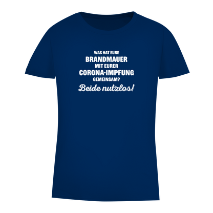 Damen Premium Bio T-Shirt Brandmauer und Corona-Impfung
