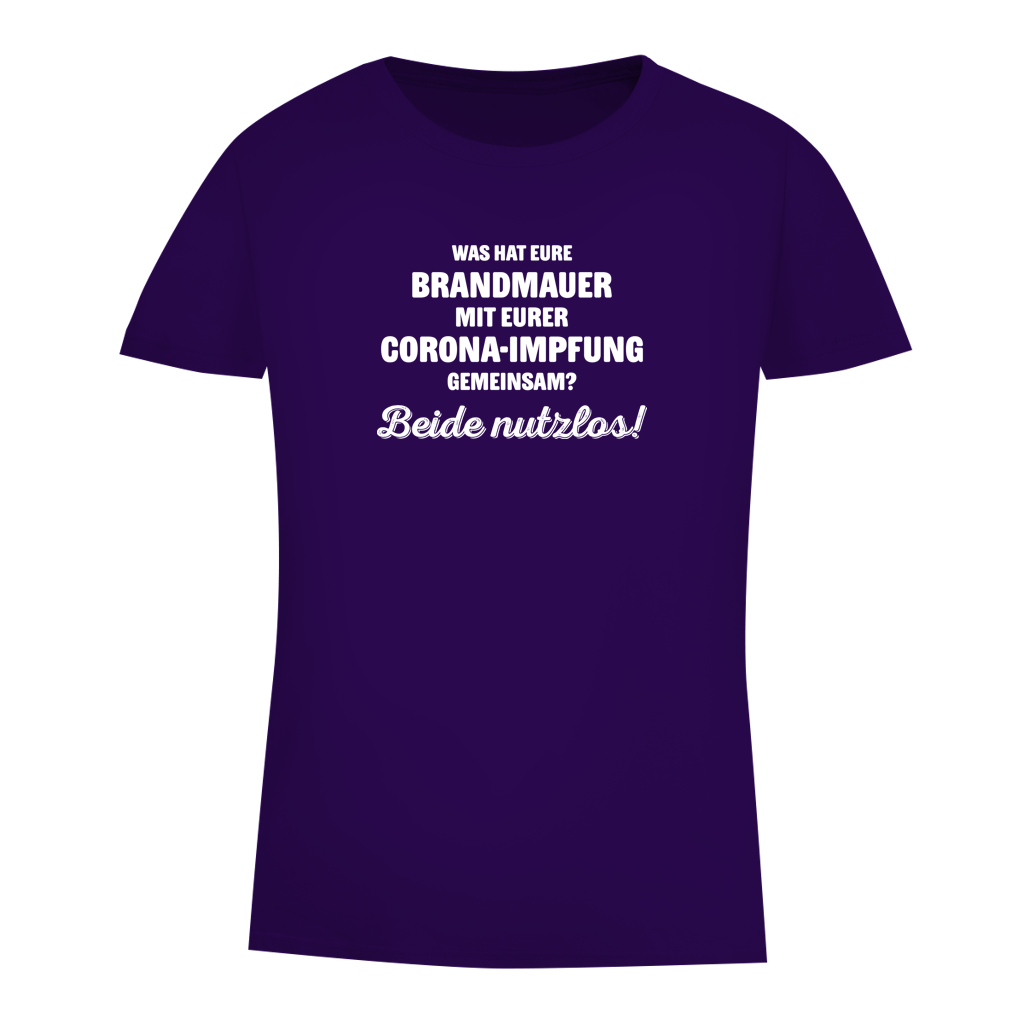 Damen Premium Bio T-Shirt Brandmauer und Corona-Impfung