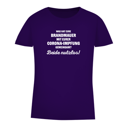 Damen Premium Bio T-Shirt Brandmauer und Corona-Impfung