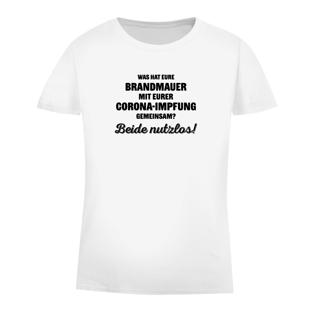 Damen Premium Bio T-Shirt Brandmauer und Corona-Impfung