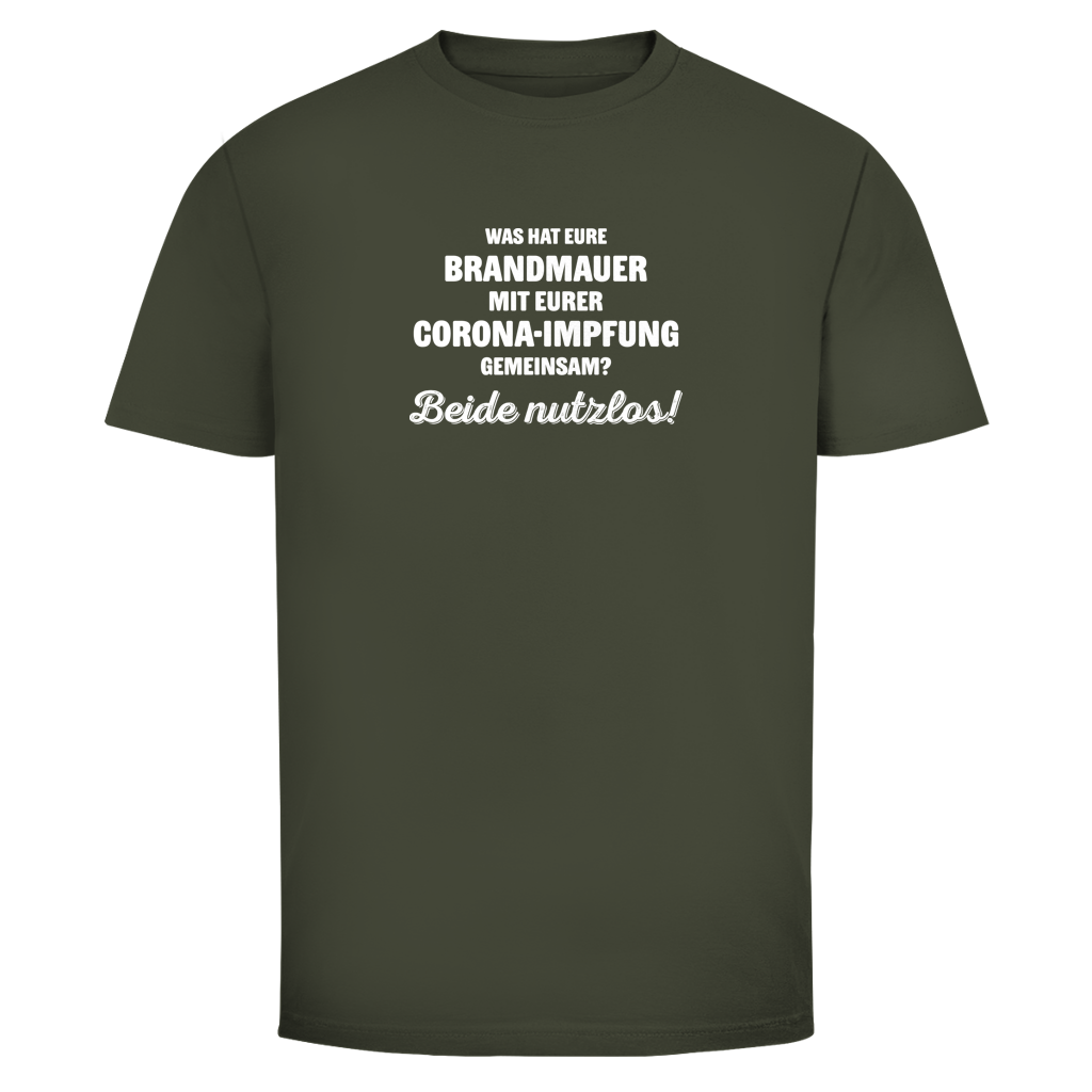 Herren T-Shirt Brandmauer und Corona-Impfung